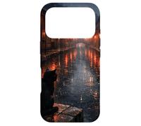 Chat Noir Japonais Sombre esthétique scène de Rue pluvieuse Coque pour iPhone 17 Pro