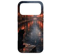 Chat Noir Japonais Sombre esthétique scène de Rue pluvieuse Coque pour iPhone 17 Pro Max