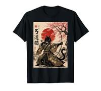 Chat Noir Japonais Tir à l'arc Guerrier Kyudo Cherry Blossom Art T-Shirt