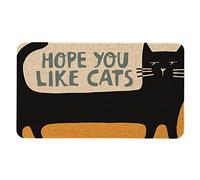 Chat Noir J'Espère Que Vous Aimez Les Chats Tapis De Porte Imperméable Paillasson Anti-Salissures Paillasson Exterieur pour Entrée Accessoires Maison Baignoire 40 X 60Cm