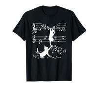 Chat noir jouant avec note de musique Motif amoureux des chats T-Shirt