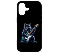 Chat Noir Jouant de la Guitare Rock and Roll Rock Star Coque pour iPhone 17