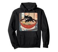 Chat Noir Kawaii - Bol de Ramen Style Art Japonais Humour Sweat à Capuche