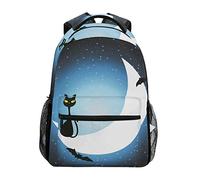 Chat Noir Kitty Moon Bandoulière Sacs Cartable à Dos à Cartable Étudiants Sac pour Scolaire Filles Voyages Garçons