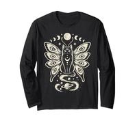 Chat Noir Lunaire Halloween Papillon sorcière Occulte Femme céleste Manche Longue
