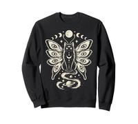 Chat Noir Lunaire Halloween Papillon sorcière Occulte Femme céleste Sweatshirt