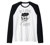 Chat Noir Mème Squelette Crâne Halloween Humour Si ça va Je Manche Raglan