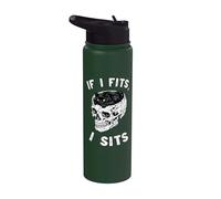 Chat noir Mème Squelette Crâne Halloween Humour Si ça va je Stainless Steel Insulated Water Bottle