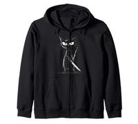 Chat Noir meurtrier Amusant avec Couteau Sweat à Capuche