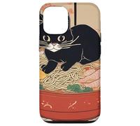 chat noir mignon - Bol de ramen style art japonais humour Coque pour iPhone 12/12 Pro