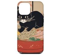 chat noir mignon - Bol de ramen style art japonais humour Coque pour iPhone 12 mini