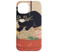 chat noir mignon - Bol de ramen style art japonais humour Coque pour iPhone 15