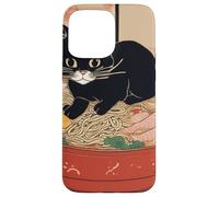 chat noir mignon - Bol de ramen style art japonais humour Coque pour iPhone 15 Pro Max