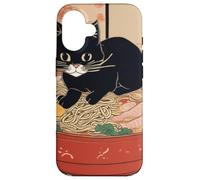 chat noir mignon - Bol de ramen style art japonais humour Coque pour iPhone 16