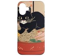 chat noir mignon - Bol de ramen style art japonais humour Coque pour iPhone 16 Plus