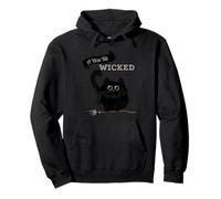 Chat Noir Mignon et drôle A Wee Bit Wicked sur Un Balai Sweat à Capuche
