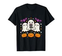 Chat Noir Mignon Kawaii fantôme Halloween Citrouille Chauve-Souris Effrayant T-Shirt
