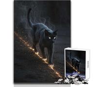 Chat Noir Mystique aux Pattes Lumineuses - Puzzle de 1000 pièces pour Adolescents - Jeu éducatif et Stimulant pour la Concentration - Idée Cadeau Originale et touchante - Dimensions:38x52cm