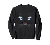 Chat Noir Mystique aux Yeux Bleus Étincelants Graphic Design Sweatshirt