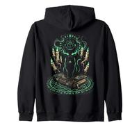 Chat Noir Mystique Sorcellerie Occulte Runes Pentacle Sweat à Capuche