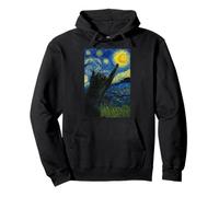 Chat Noir Nuit étoilée Dreamer Van Gogh Style Moon Art Sweat à Capuche