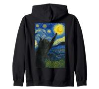 Chat Noir Nuit étoilée Dreamer Van Gogh Style Moon Art Sweat à Capuche