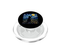 Chat Noir Nuit étoilée pour Amoureux des Chats Van Gogh Art Kitty Mom PopSockets PopGrip pour MagSafe