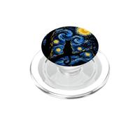 Chat Noir Nuit étoilée Van Gogh Moon Art Miaou Maman Papa PopSockets PopGrip pour MagSafe