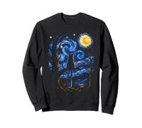 Chat Noir Nuit étoilée Van Gogh Moon Art Miaou Maman Papa Sweatshirt