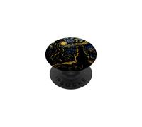 Chat Noir Nuit étoilée Van Gogh Moon Art Mom Dad Meow PopSockets PopGrip Adhésif