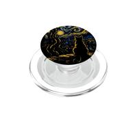 Chat Noir Nuit étoilée Van Gogh Moon Art Mom Dad Meow PopSockets PopGrip pour MagSafe
