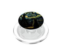 Chat Noir Nuit étoilée Van Gogh Moon Art Mom Dad Meow PopSockets PopGrip pour MagSafe