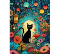 Chat noir Peinture par Numéros Adulte Kit 50x70cm Activité Manuelle, DIY Coloriage Par Numero pour Débutants Enfant Kits, Avec Peintures Acryliques et Pinceaux Par Pour, Peintures Décoration Mura F595