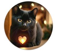 Chat Noir Puzzle 1000 Pièces Papier pour Adultes Lumière en Forme de cœur Jeu de Puzzle 1000 Pièces Famille Décoration 1000pcs (67.5x67.5cm)
