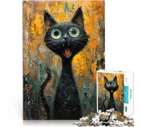 Chat Noir Qui crie Puzzles pour Adultes de 1000 pièces Jouet éducatif d'apprentissage Liste de souhaits avec Le Père Noël 38x26cm