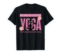 Chat noir qui fait miaou : mon chat me donne mes mouvements de yoga T-Shirt