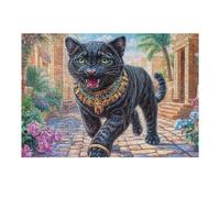 Chat Noir Qui se promène 300 Pieces Casse-tête Collectionneur en Carton sans Déformation Haute Difficulté Décoration Murale Collection Cadeau Noël Pas Cher 300 PCS