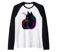 Chat noir réaliste aquarelle chat mignon peinture chat coloré Manche Raglan