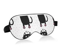 Chat noir regardant vers le haut rose pattes de chat masques pour les yeux blocs de couverture masque de sommeil léger ombre couverture bandeau relaxant yeux couverture avec sangle de tête réglable po