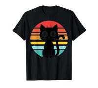 Chat Noir Rétro Soleil Couchant Vintage T-Shirt