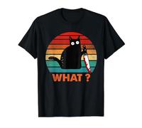 Chat Noir rétro What? Chat meurtrier avec Couteau T-Shirt Graphique avec Valeur