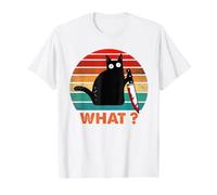 Chat Noir rétro What? Chat meurtrier avec Couteau T-Shirt Graphique avec Valeur