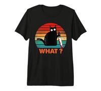 Chat Noir rétro What? Chat meurtrier avec Couteau T-Shirt Haut de Gamme