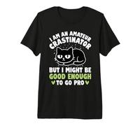 Chat Noir Rigolo Procrastination Humour Décalé Design T-Shirt Haut de Gamme