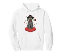 Chat Noir Romantique avec nœud et Roses Rouges Sweat à Capuche