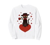 Chat Noir Romantique avec nœud et Roses Rouges Sweatshirt