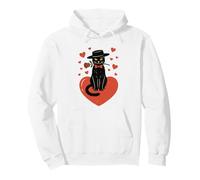 Chat Noir Romantique avec nœud Tenant des Roses Rouges pour la Saint Valentin Sweat à Capuche