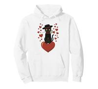 Chat Noir Romantique Tenant des cœurs Roses Rouges pour la Saint-Valentin Sweat à Capuche