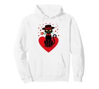 Chat Noir Romantique Tenant des cœurs Roses Rouges pour la Saint-Valentin Sweat à Capuche