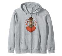 Chat Noir Romantique Tenant des cœurs Roses Rouges pour la Saint-Valentin Sweat à Capuche